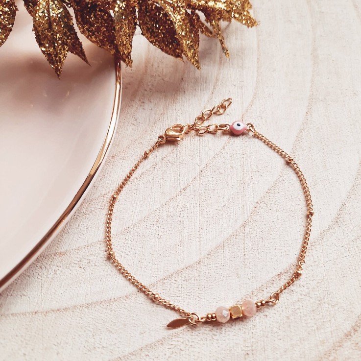 Bracelet chance COMETE Pierre lune rose