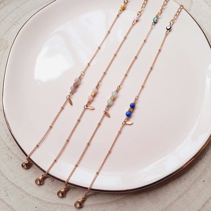 Bracelet chance COMETE Pierre lune rose