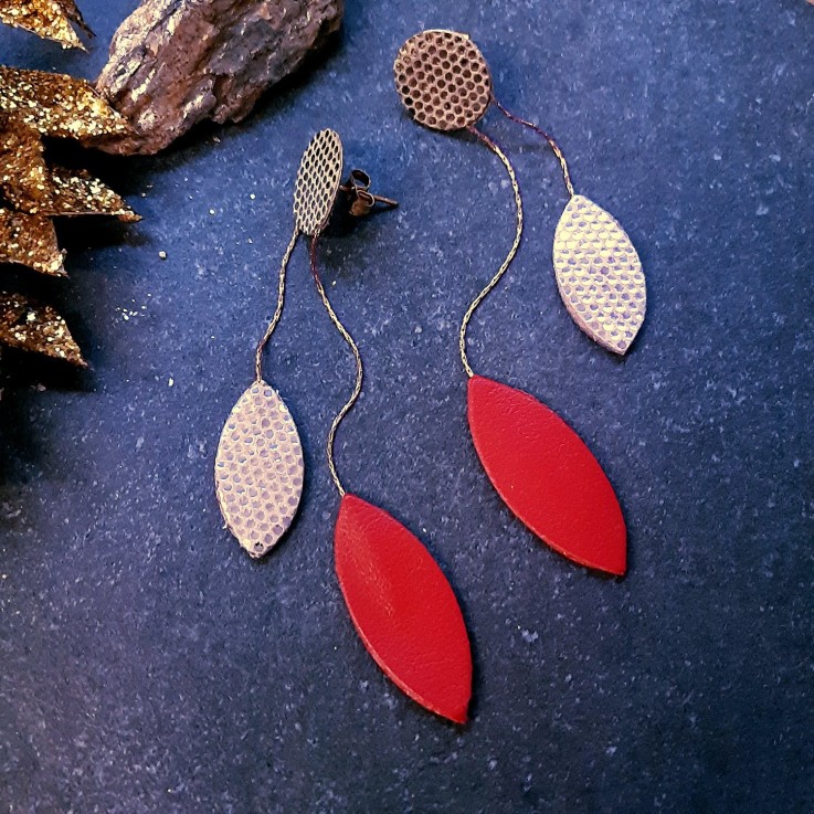 Boucles d'oreilles longues COCOTTE Rouge