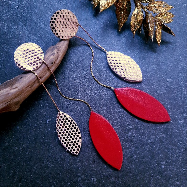 Boucles d'oreilles longues COCOTTE Rouge