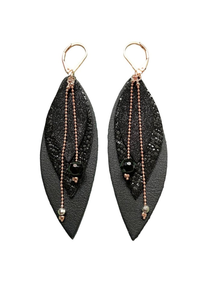 Boucles d'oreilles pendante POP Noir