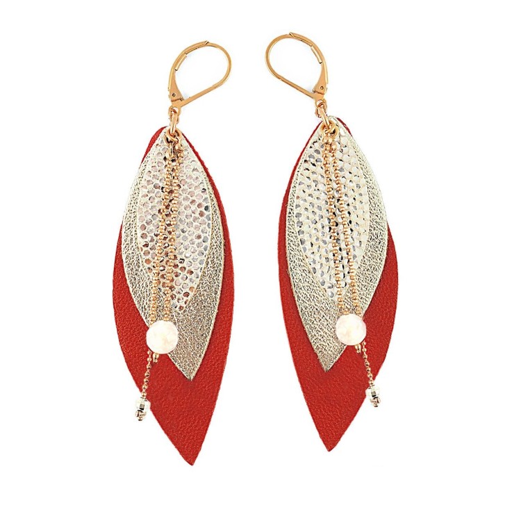 Boucles d'oreilles pendantes POP Rouge