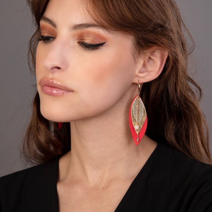 Boucles d'oreilles pendantes POP Rouge