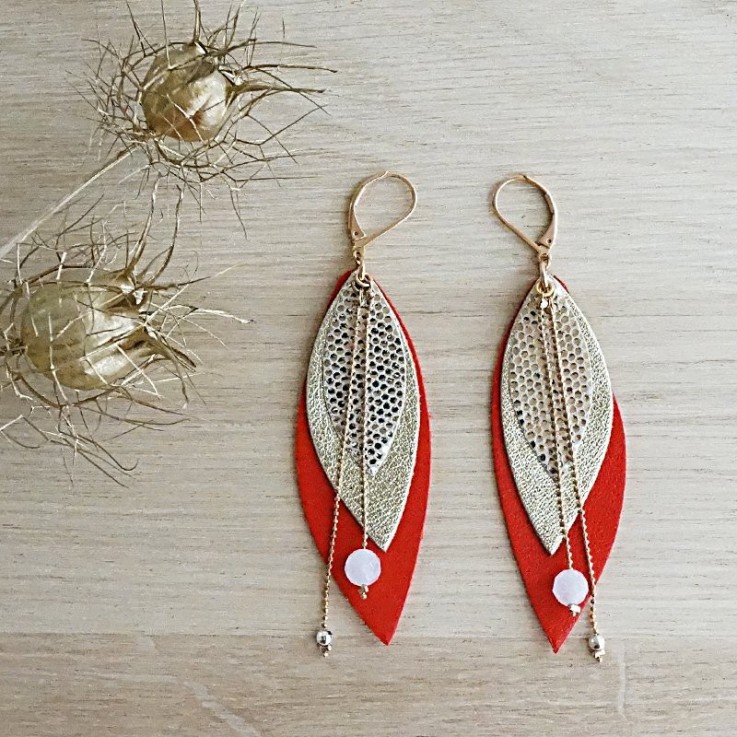 Boucles d'oreilles pendantes POP Rouge