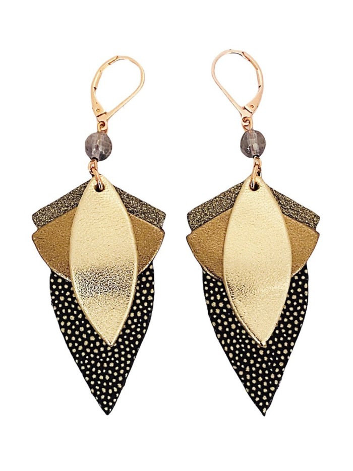 Boucles d'oreilles GRAND LOTUS Olive