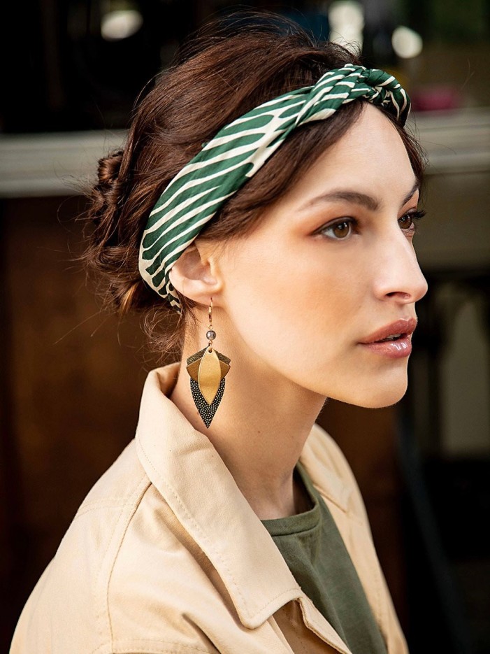 Boucles d'oreilles GRAND LOTUS Olive