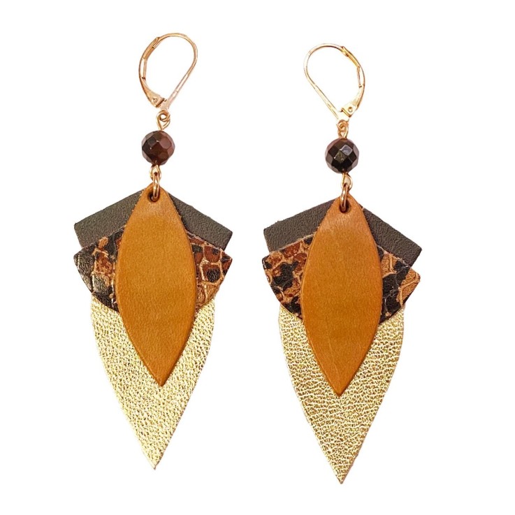 Boucles d'oreilles GRAND LOTUS Caramel