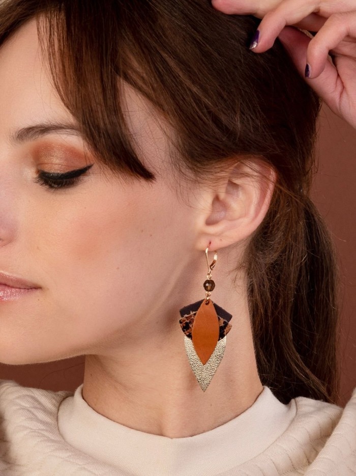 Boucles d'oreilles GRAND LOTUS Caramel