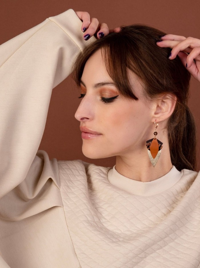 Boucles d'oreilles GRAND LOTUS Caramel