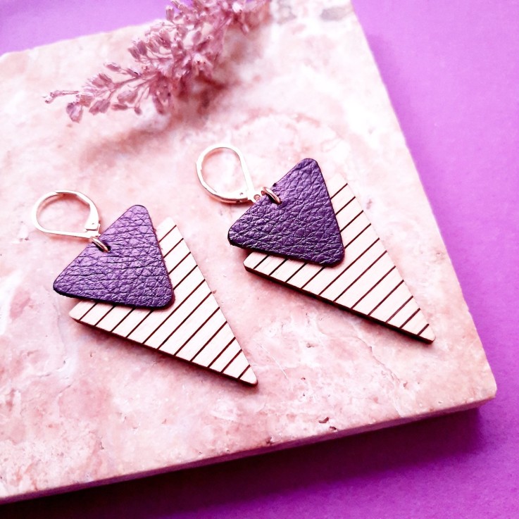 Boucles d'oreilles en bois MARINIERE Cassis