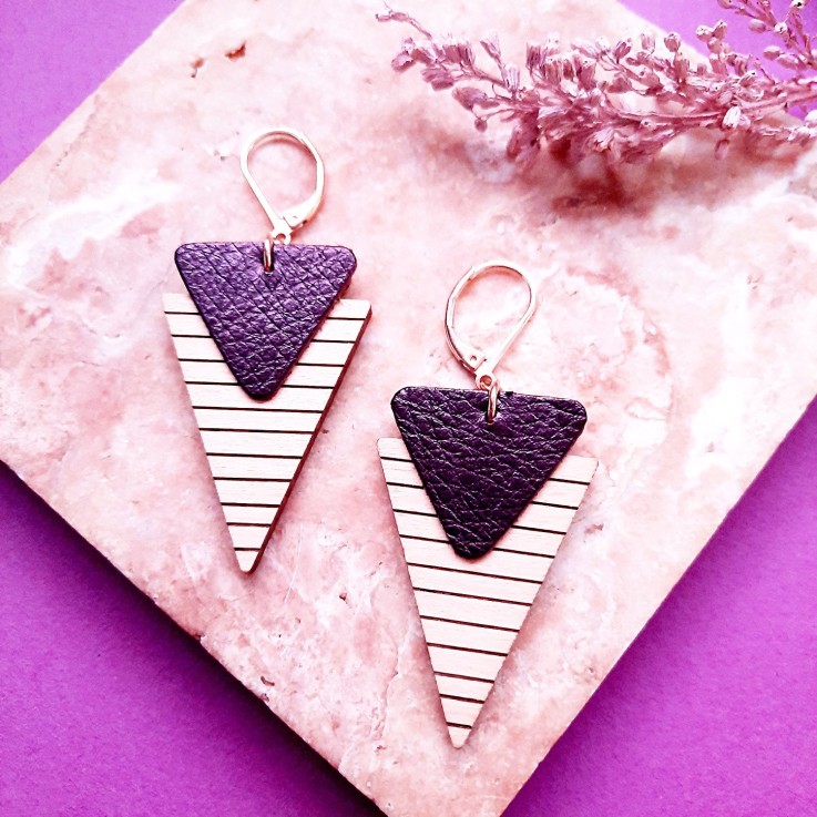Boucles d'oreilles en bois MARINIERE Cassis
