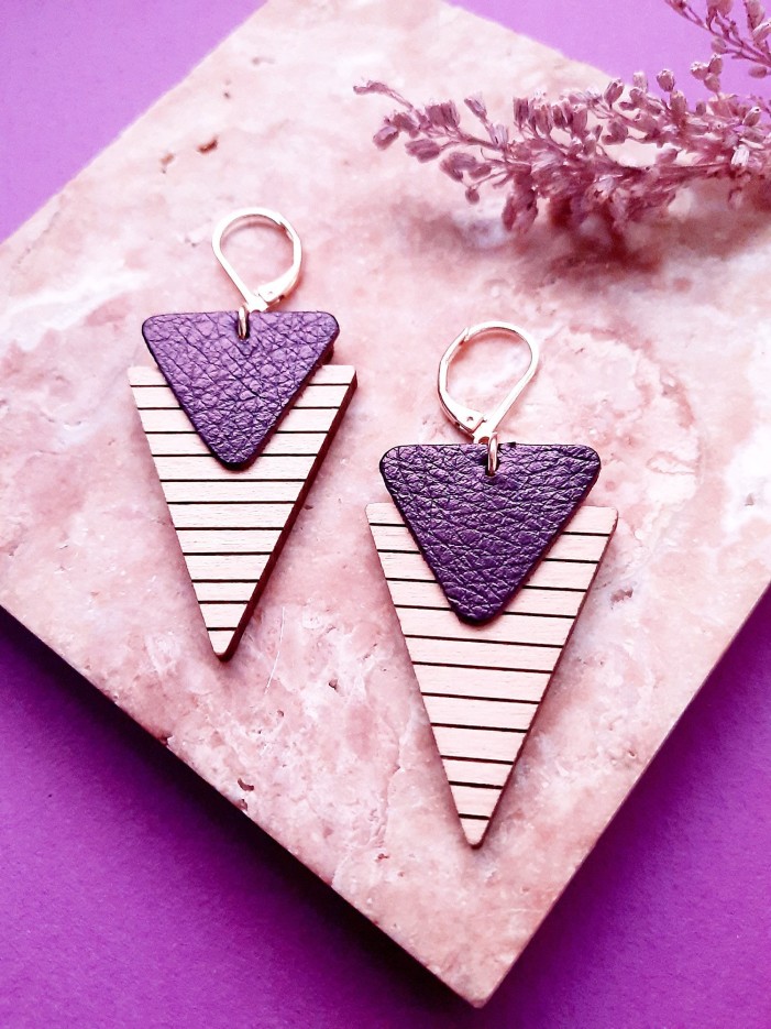Boucles d'oreilles en bois MARINIERE Cassis