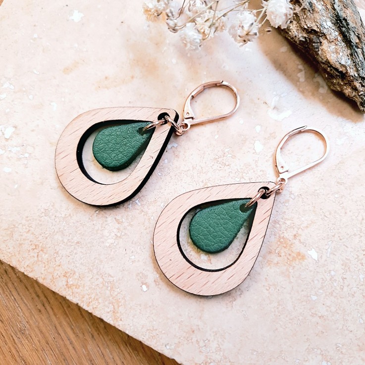 Boucles d'oreilles AMANDE Vert de gris