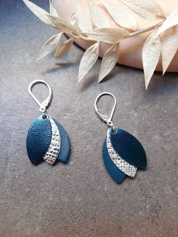 Boucles d'oreilles CHOUCHOUS Bleu pétrole