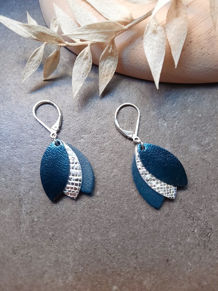 Boucles d'oreilles CHOUCHOUS Bleu pétrole
