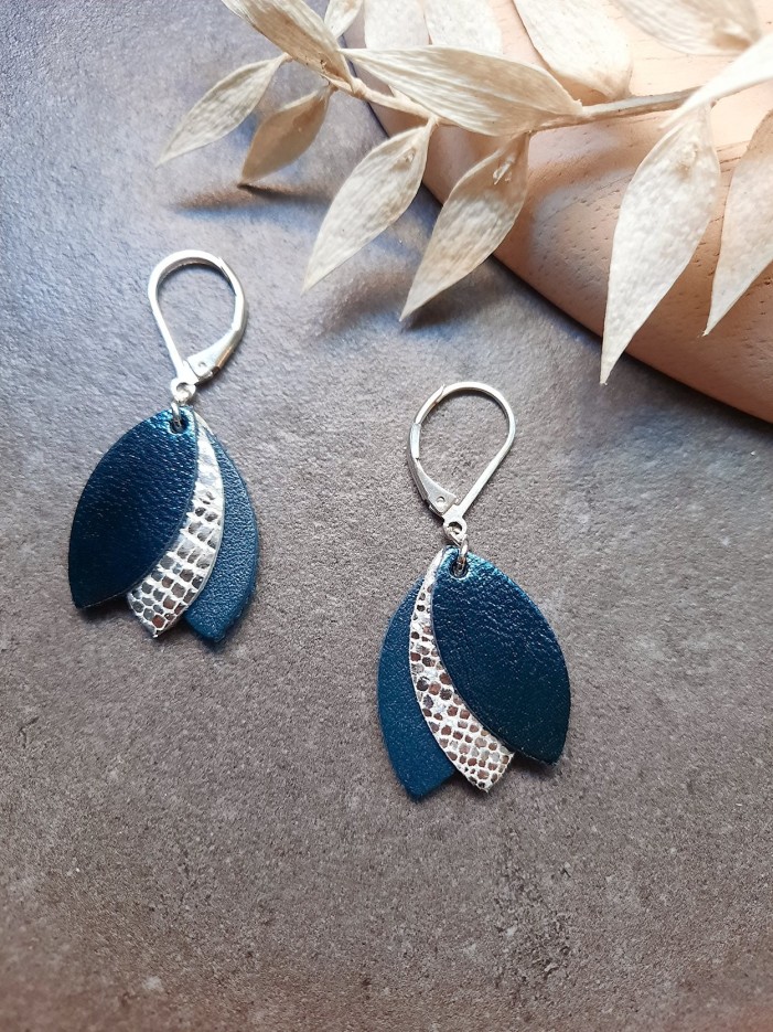 Boucles d'oreilles CHOUCHOUS Bleu pétrole