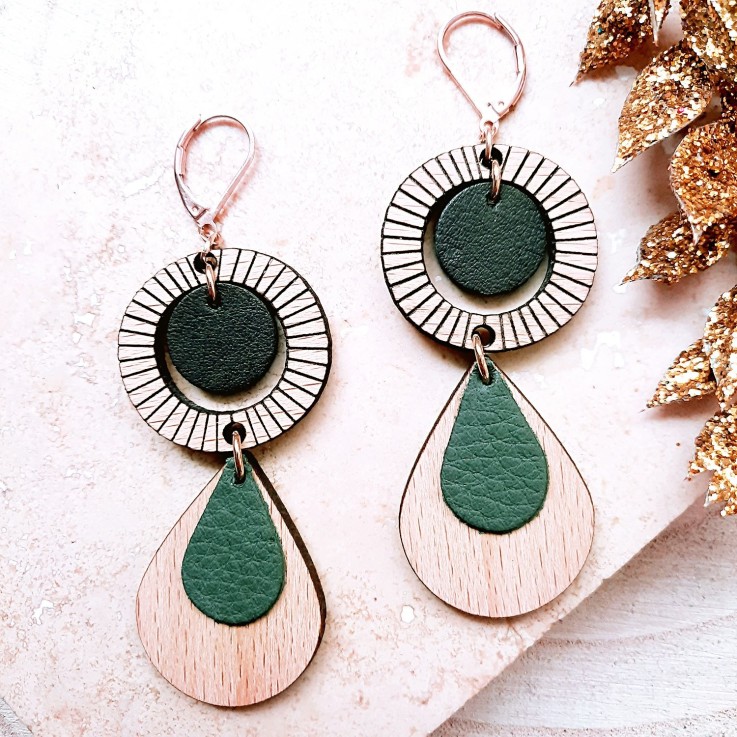 Boucles d'oreilles ETHNIQUE Vert de gris