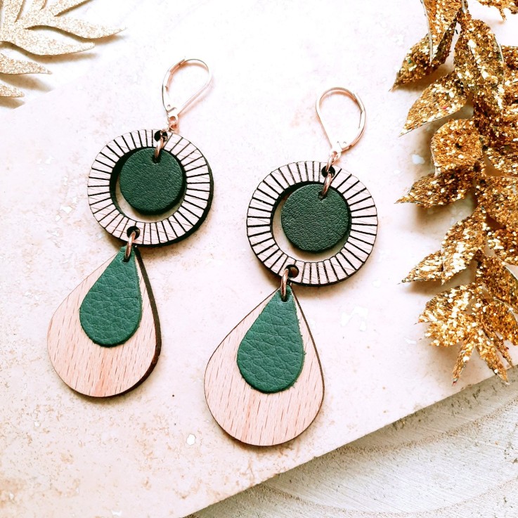 Boucles d'oreilles ETHNIQUE Vert de gris