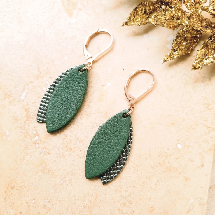 Boucles d'oreilles MINI PETALE Vert de gris