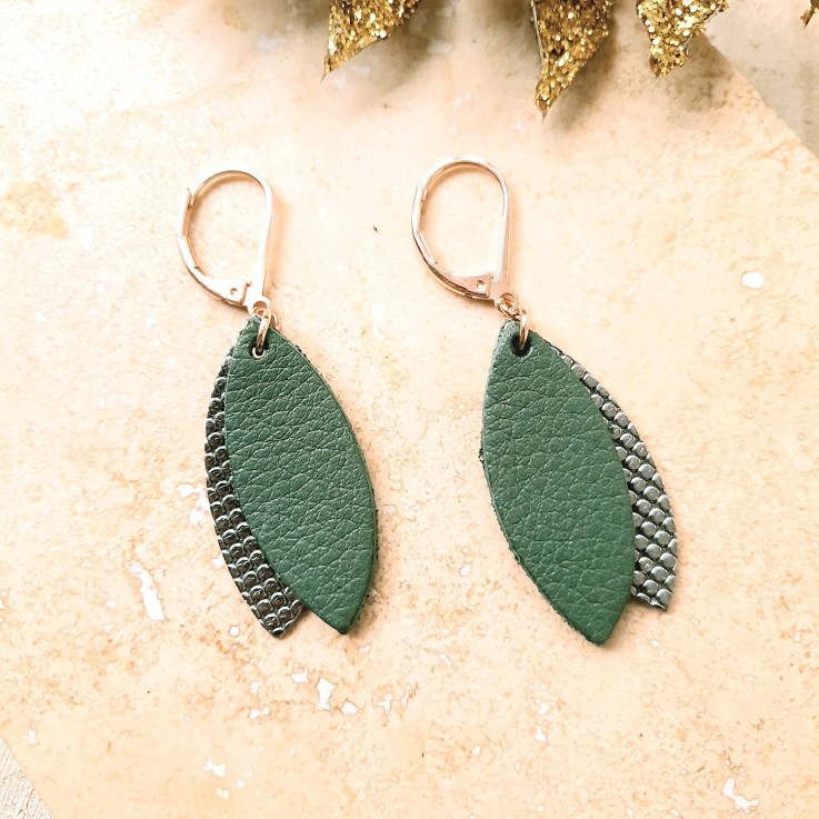 Boucles d'oreilles MINI PETALE Vert de gris