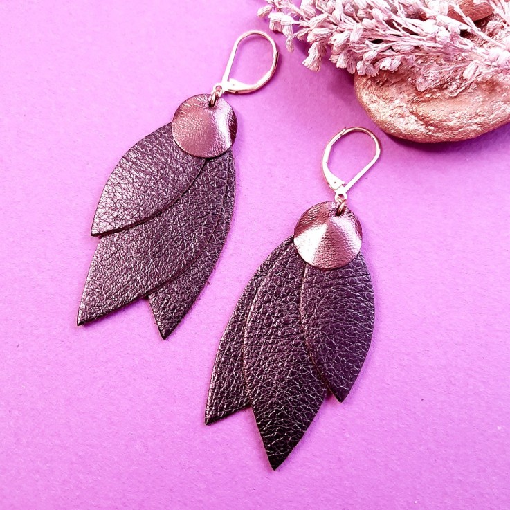 Boucles d'oreilles longues CELESTE Cassis
