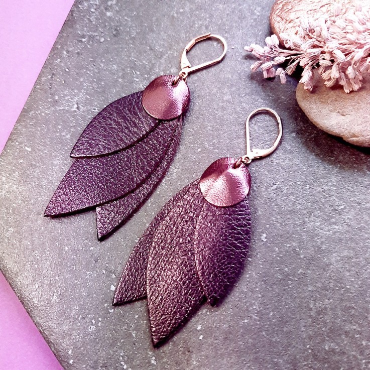Boucles d'oreilles longues CELESTE Cassis