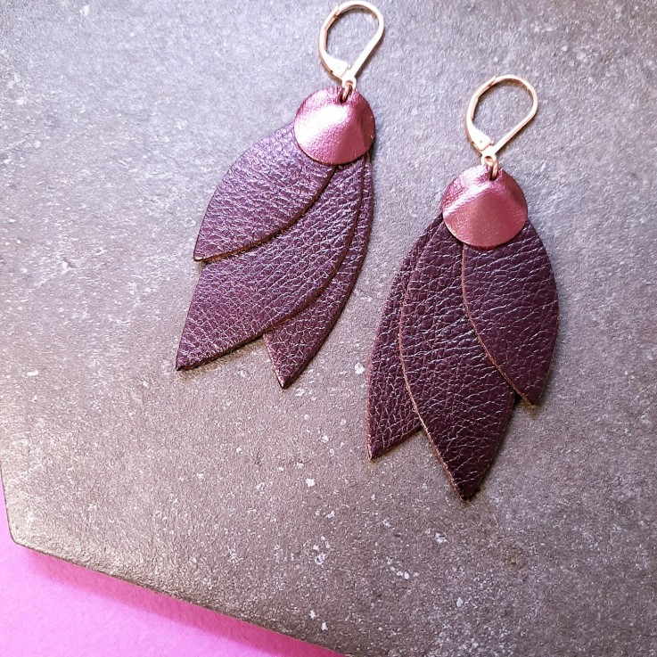 Boucles d'oreilles longues CELESTE Cassis