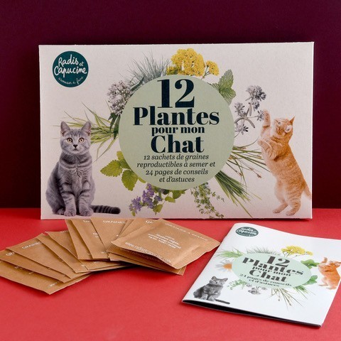 Enveloppe 12 sachets  -Jardiner pour mon chat