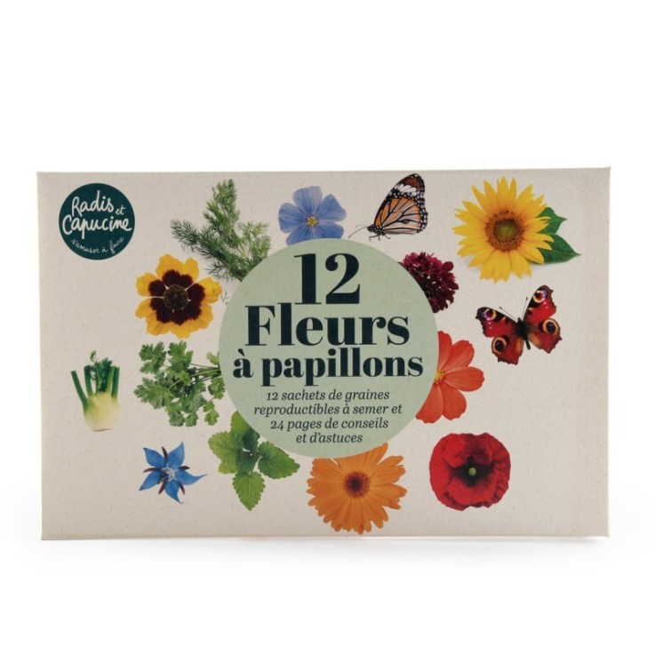 Enveloppe 12 sachets Fleurs à papillons