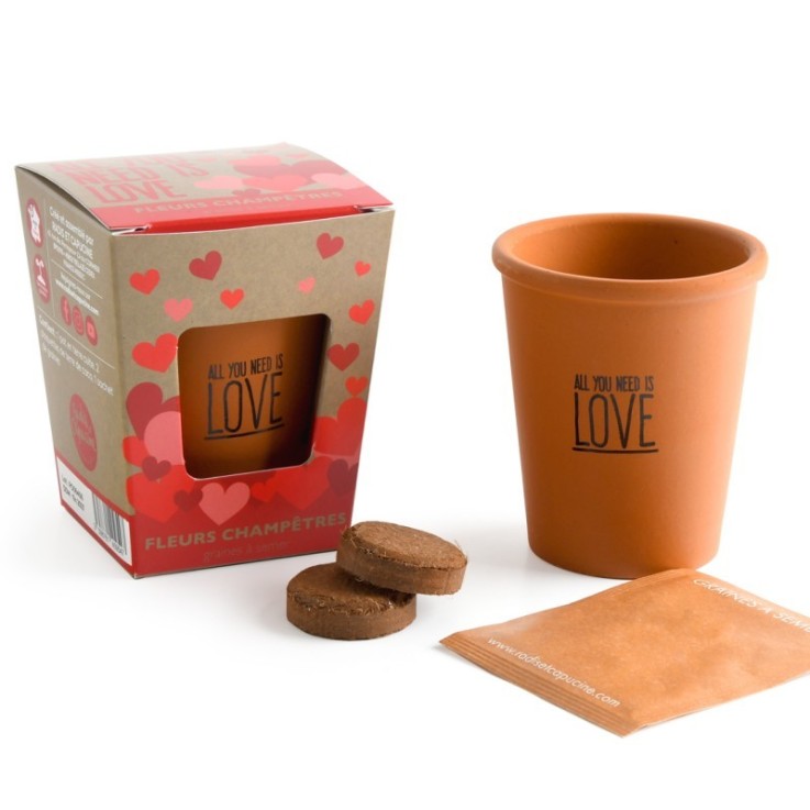 Kit message All you need is love - Fleurs champêtres