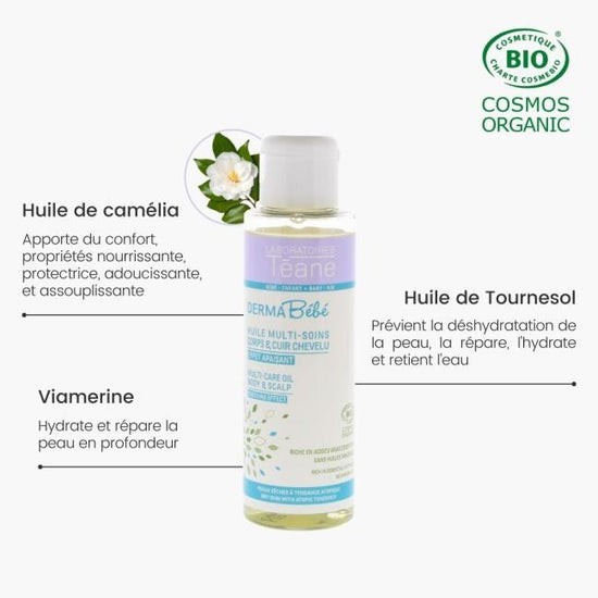 Huile bébé multi-soins Massage, Nourrit & Protège (100 ml) Bio