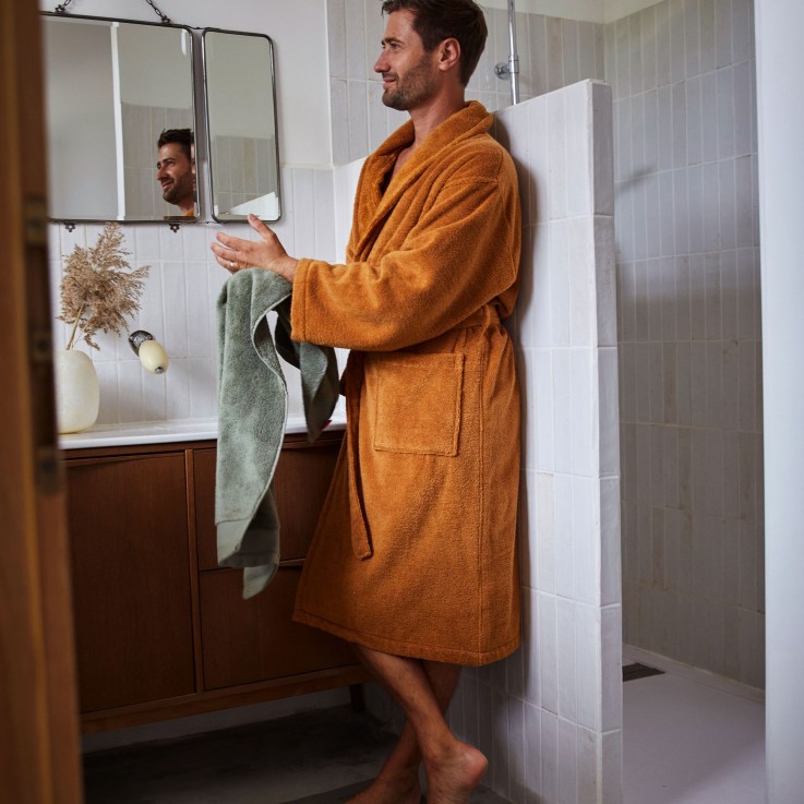 Peignoir mixte col châle Douceur Nature Coton Bio