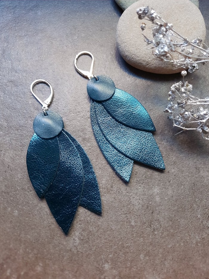Boucles d'oreilles CELESTE Bleu pétrole