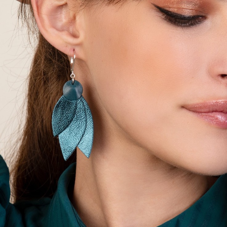 Boucles d'oreilles CELESTE Bleu pétrole