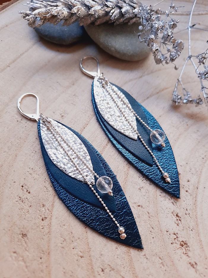 Boucles d'oreilles POP Bleu pétrole