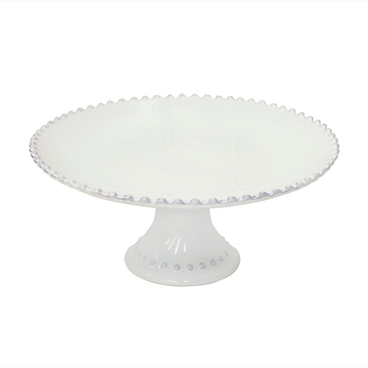 Assiette sur Pied Pearl en grès