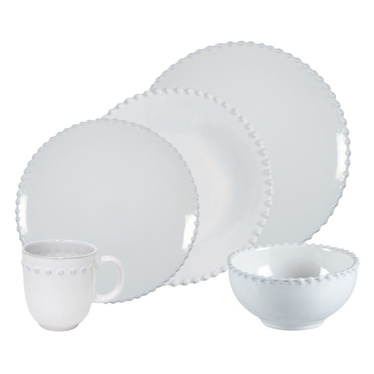 Set Table 30 Pièces avec Assiette Pâtes Pearl en grès