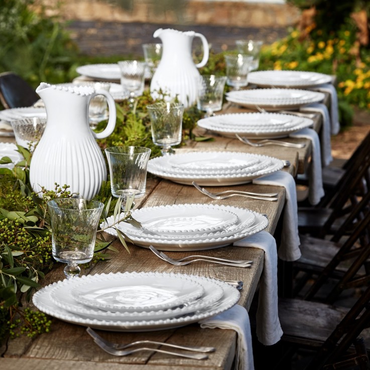 Set Table 30 Pièces avec Assiette Pâtes Pearl en grès