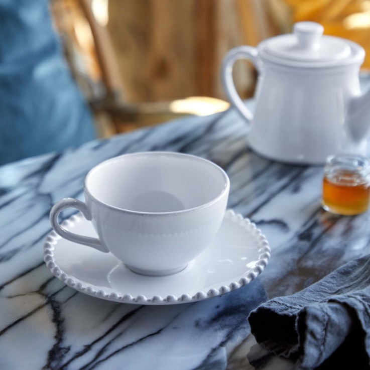 Tasse à Thé et Soucoupe Pearl en grès