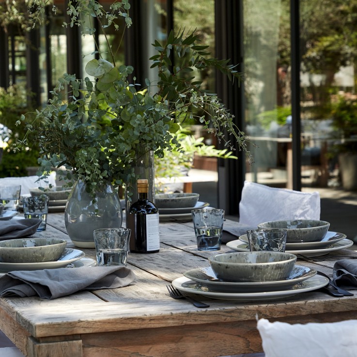 Set Table 30 Pièces avec Tasse et Soucoupe à Café Madeira en grès