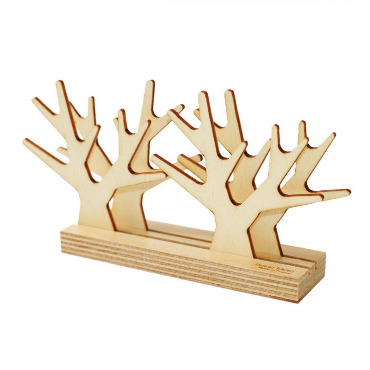 Dessous de verre et socle Sous-Bois (Lot de 4) en bois