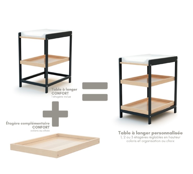 Table à langer 1 étagère en bois CONFORT