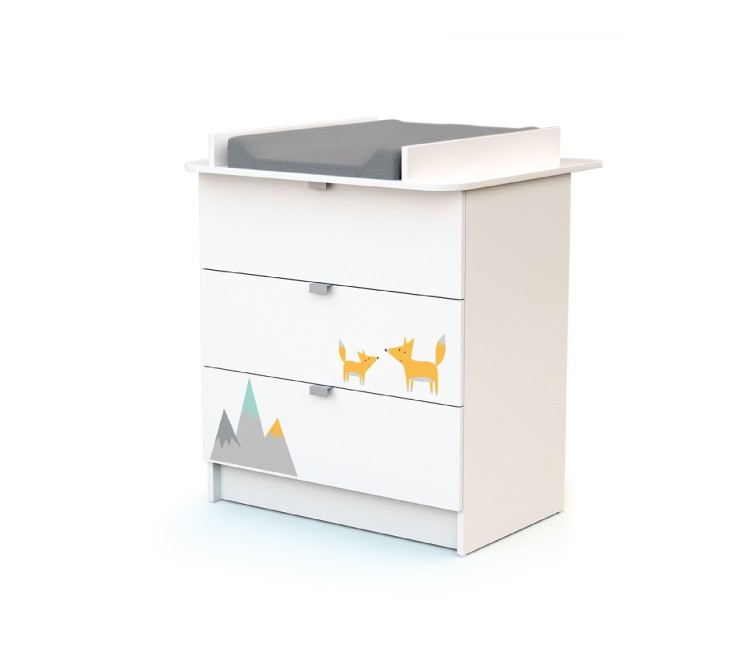 Commode à langer 3 tiroirs en bois Renard