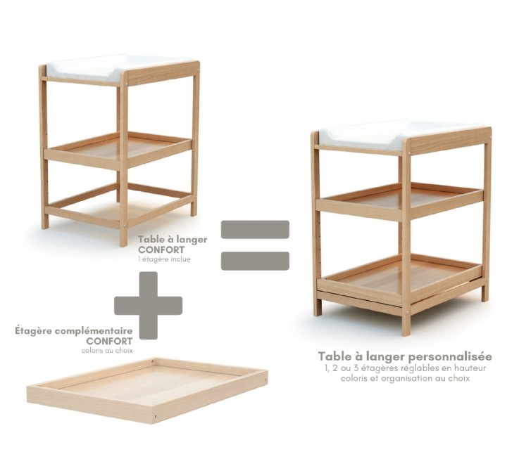 Table à langer 1 étagère en bois CONFORT