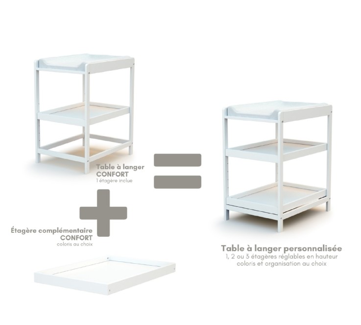 Table à langer 1 étagère en bois CONFORT