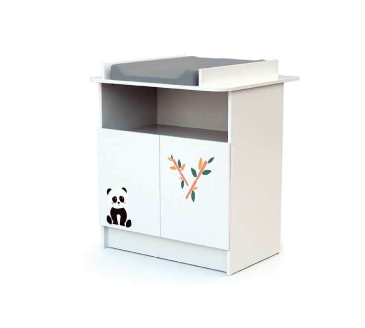 Chambre bébé lit et commode à langer en bois Panda ALBA