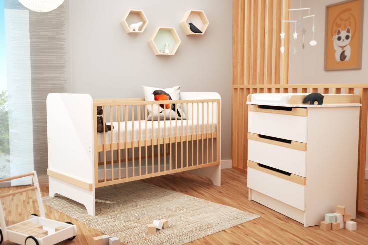 Lit bébé évolutif en bois CARROUSEL 70 x 140 cm