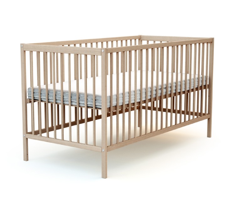 Lit bébé en bois avec matelas en bois ESSENTIEL