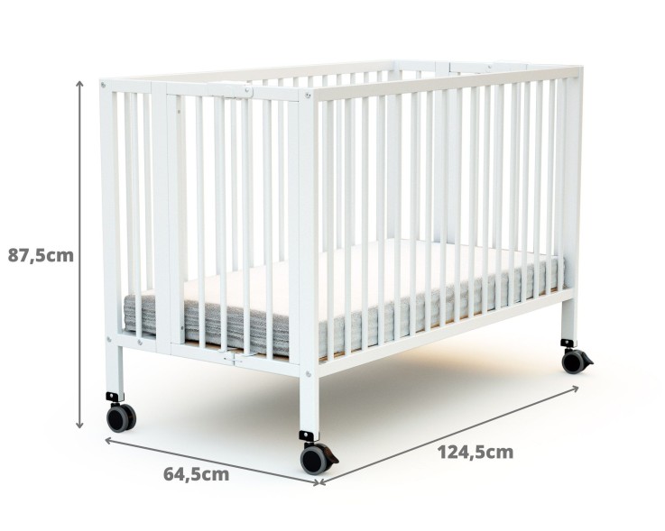 Lit bébé pliant en bois ESSENTIEL 60 x 120 cm