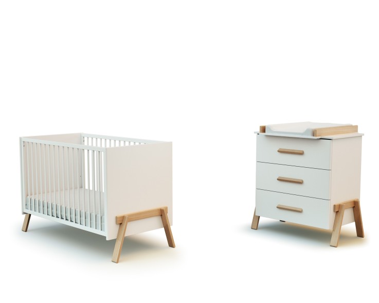 Duo Lit Bébé et Commode en bois CANAILLE